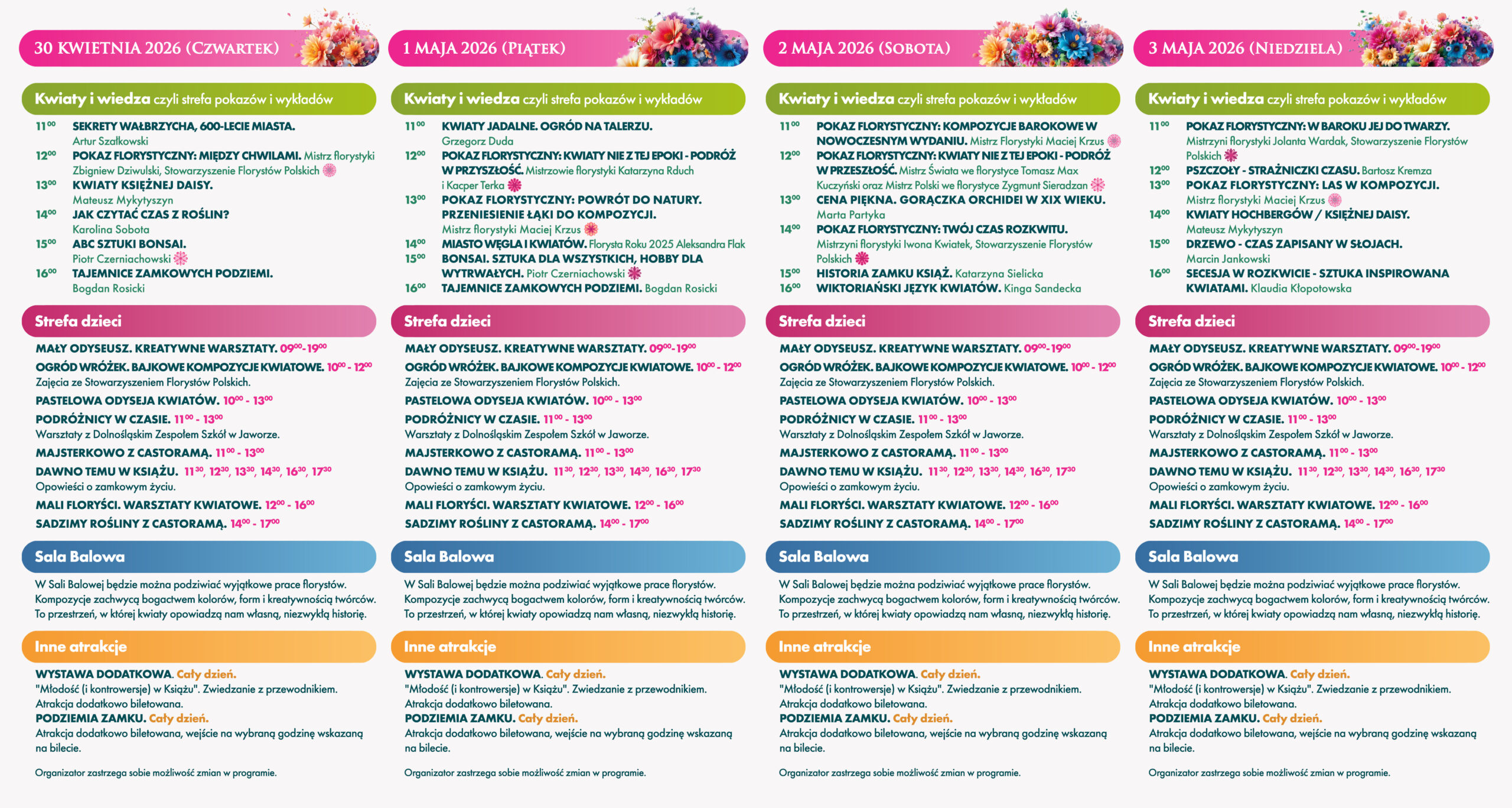 Festiwal kwiatów i sztuki w Zamku Książ